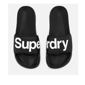 SUPERDRY Men's Classic Pool Slide Sandals Size US 9/10 In Black/Optic White